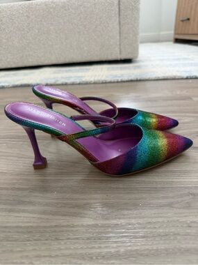 Marc Fisher Multicolor Rainbow Pointed-Toe Slingback Heels